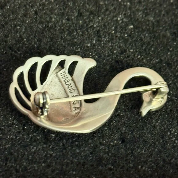 Sterling Silver‎ Swan Brooch with Marcasite Stones Thailand - Picture 5 of 9